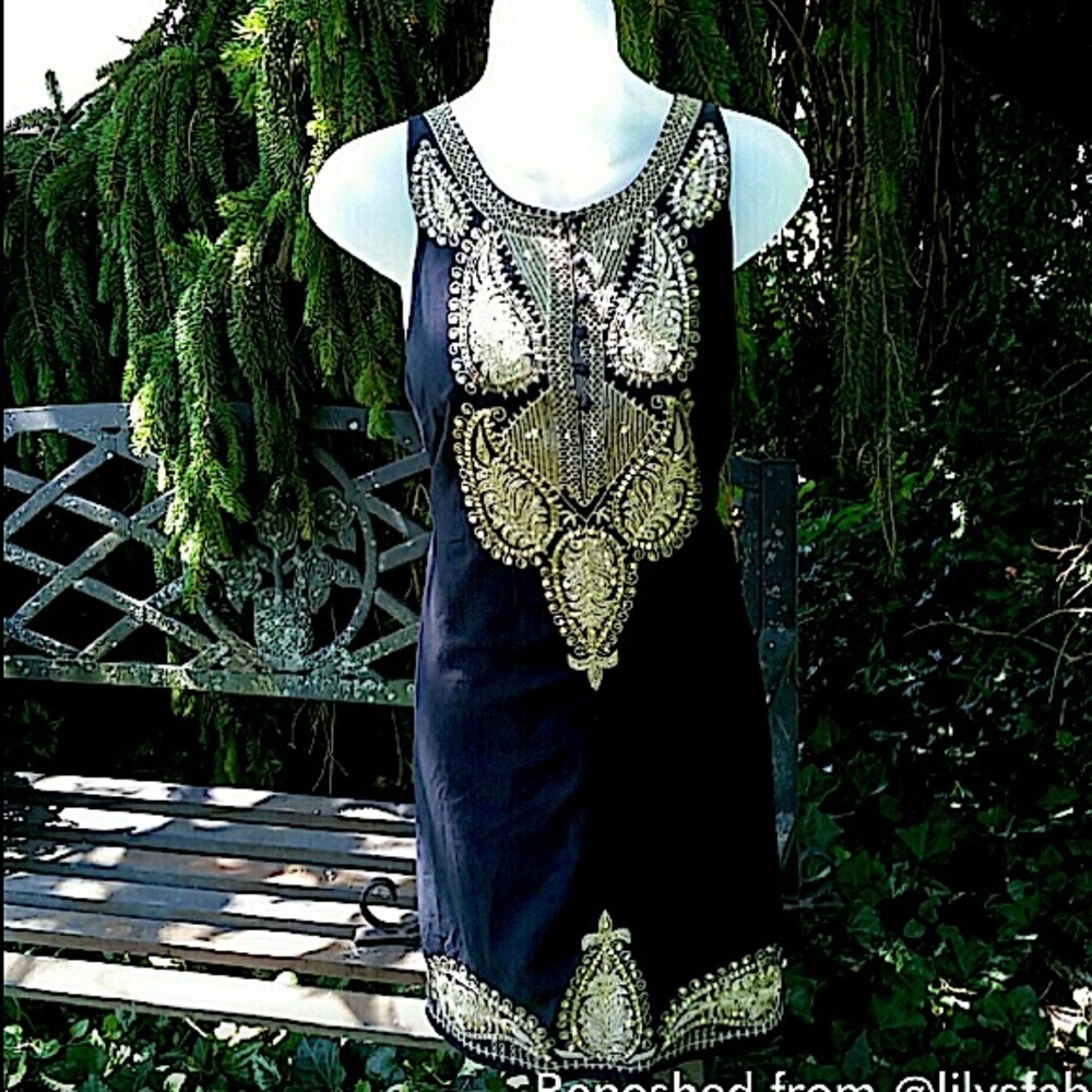 RARE FP Lightweight Cotton Black w/ Golden Accents